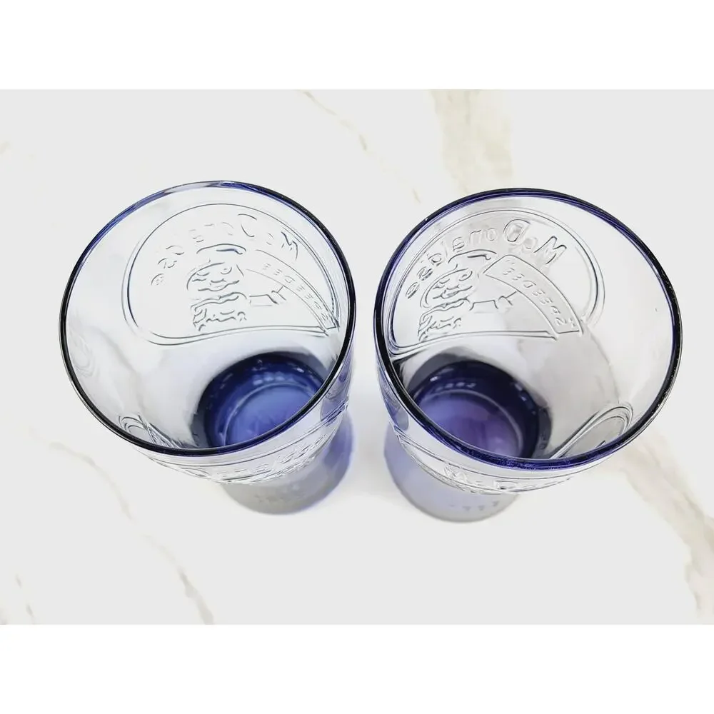 McDonald's Blue Purple Tall Glass 1955 Drinking Glasses 6 1/2